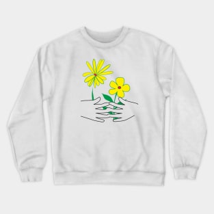 The hands holding flowers Crewneck Sweatshirt